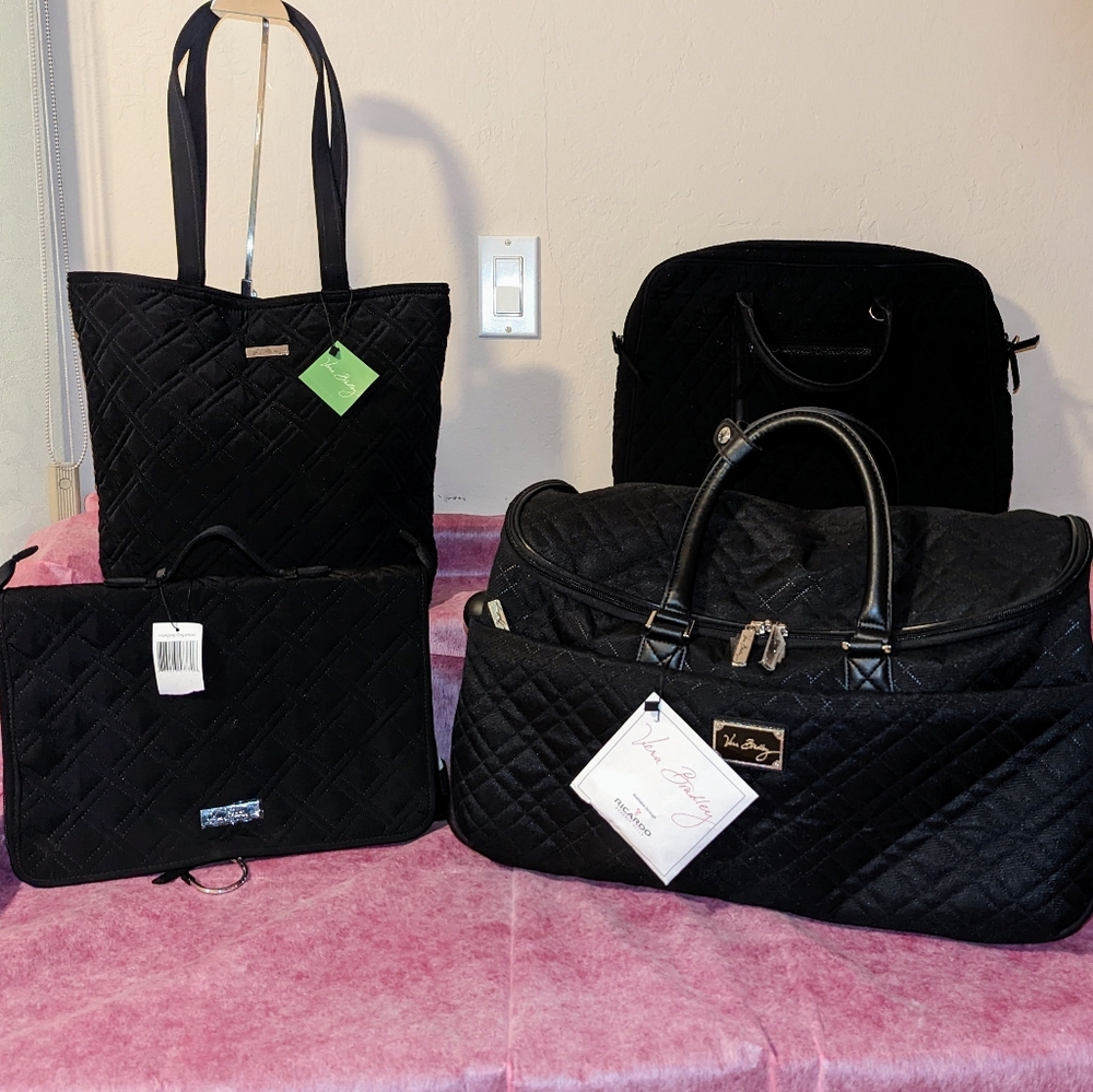 VERA BRADLEY Travel 4Set- Carry On Weekender Spinner, Tote, Travel Accessories
